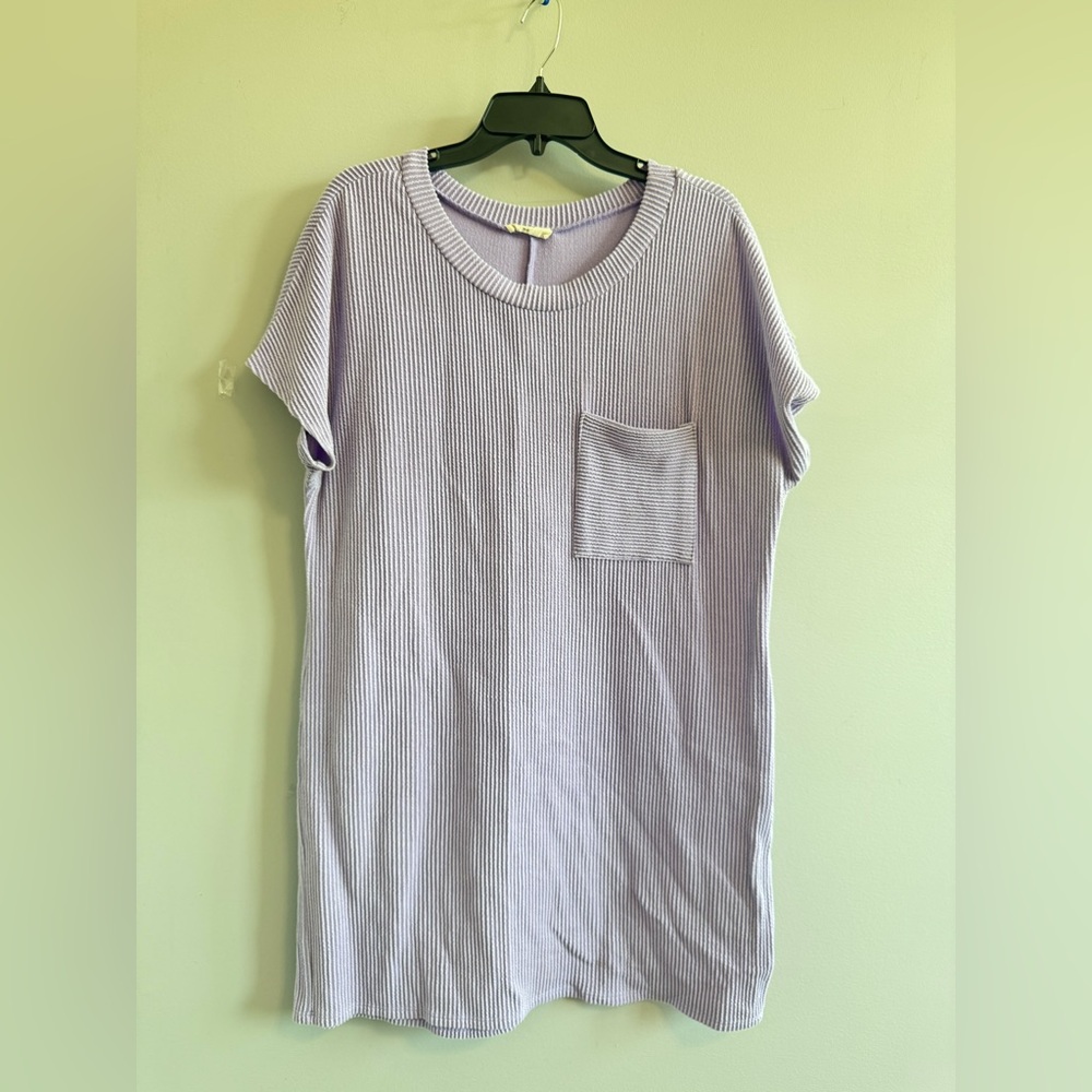 Entro Lilac Ribbed Short Sleeve Shirt dress size‎ Large